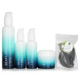 Organic Thalasso Skincare Set featuring 5 marine-based products for cleansing, toning, exfoliating, moisturizing, and eye care.