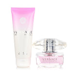 Versace Bright Crystal Travel Set featuring 50ml Eau De Toilette and 100ml Body Lotion, exuding floral, fruity elegance.