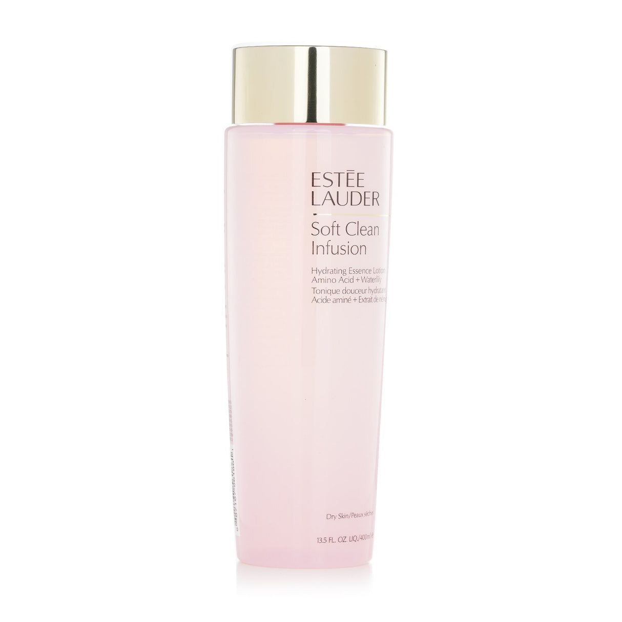 Estee Lauder Soft Clean Infusion Hydrating Essence Lotion in a 400ml bottle, enriched with Amino Acid 15 and Waterlily for deep hydration.
