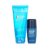 Biotherm Aquafitness Refresh & Revitalize Set featuring a 200ml shower gel and 75ml deodorant roll-on for rejuvenation.