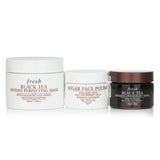Luxurious Fresh Masking Essentials Set with Sugar Face Polish, Black Tea Instant Perfecting Mask, and Overnight Mask.