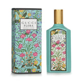 Floral fragrance in a 100ml bottle, featuring jasmine and mandarin notes, packaged in sustainable, iconic flora design.