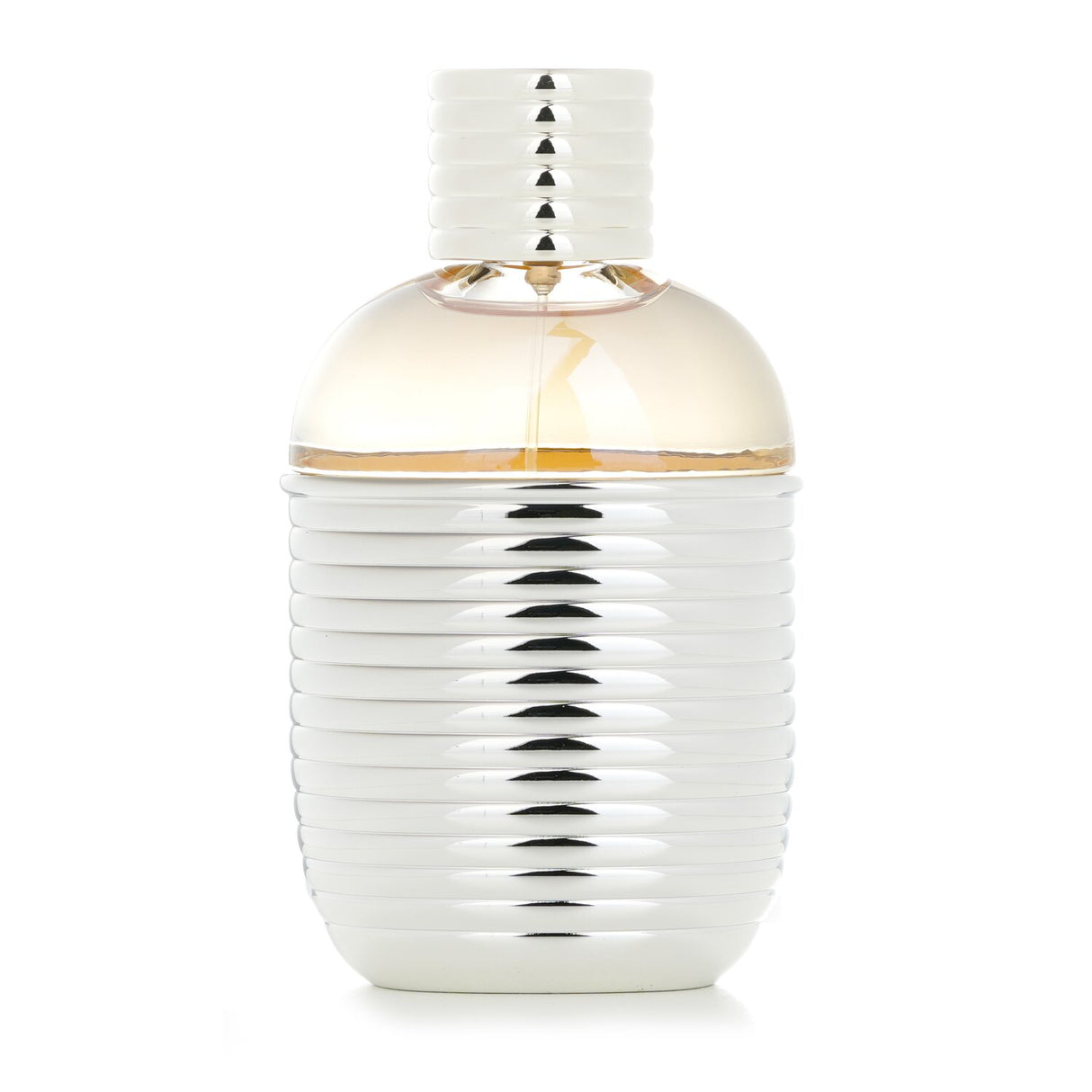 Flask-shaped bottle of Moncler Pour Femme Eau De Parfum, embodying alpine elegance with floral and woody notes.