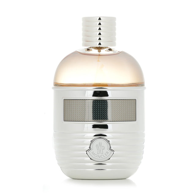 Moncler Pour Femme Eau De Parfum in a flask-shaped bottle with LED screen, blending floral and woody notes for adventurous women.