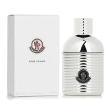 Moncler Pour Homme Eau De Parfum Spray, 60ml, features an alpine-inspired woody aroma in a flask-shaped bottle.