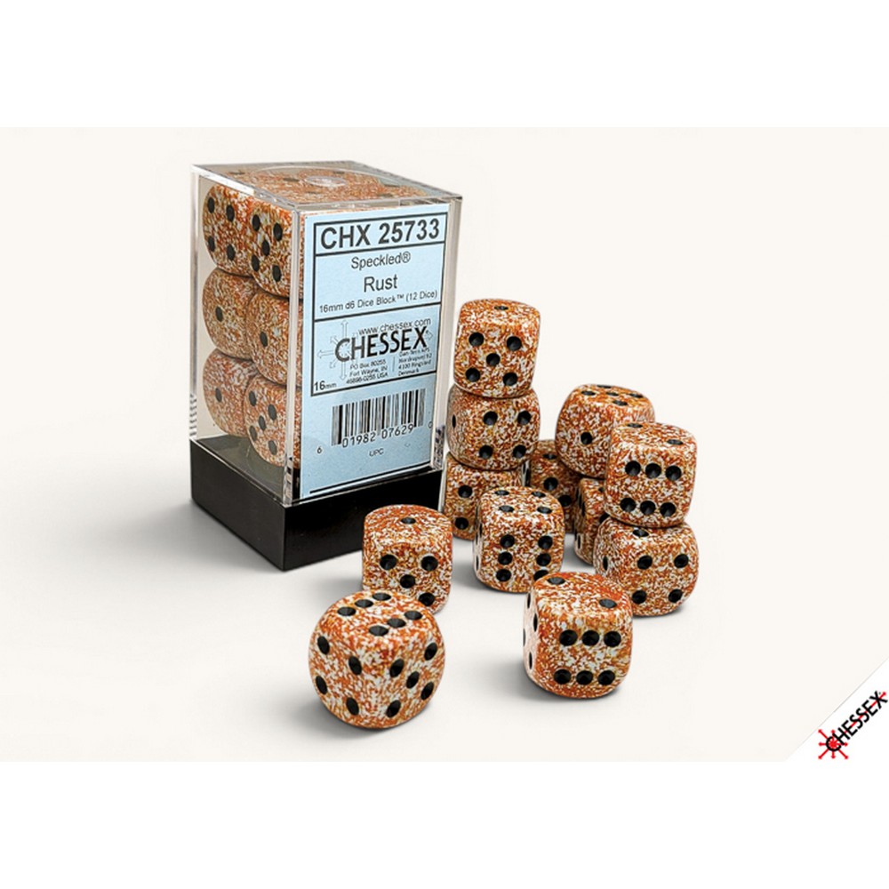 CHX 25733 Speckled Rust 16mm d6 Dice Block (12 dice) - RPG Book