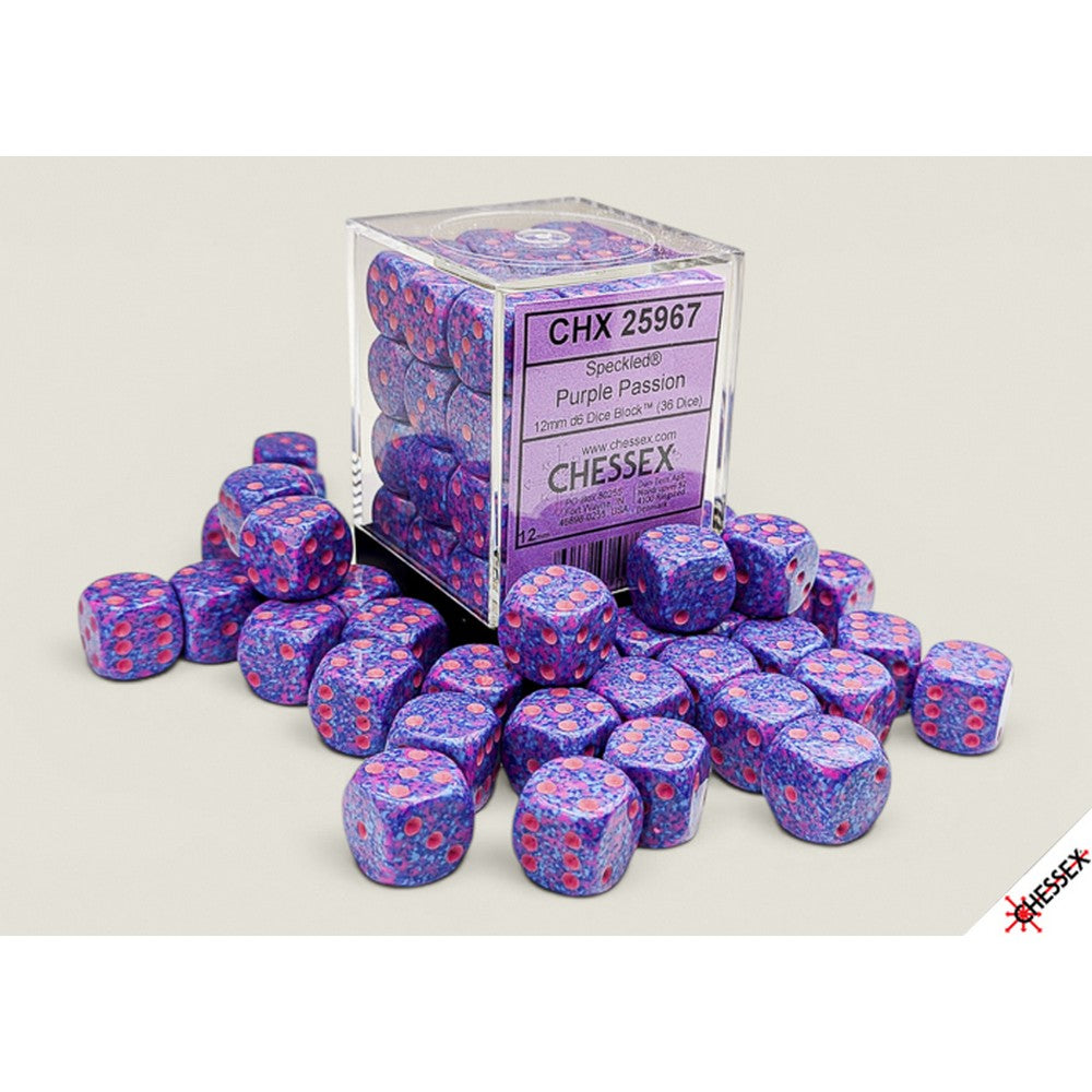 CHX 25967 Speckled Purple Passion 12mm d6 Dice Block (36 dice) - RPG Book
