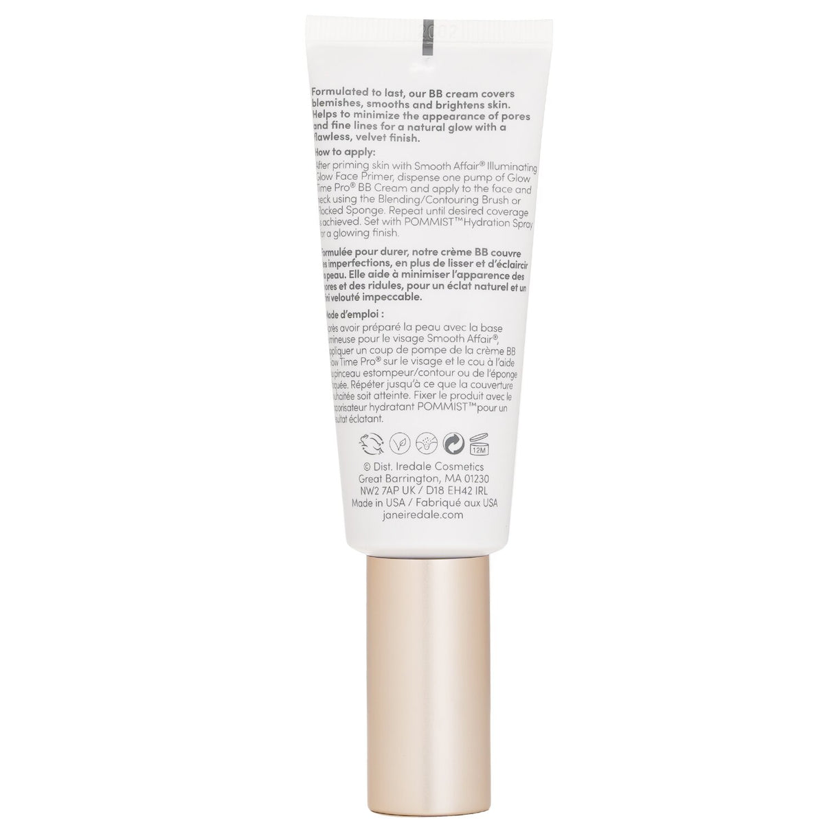 Jane Iredale Glow Time Pro BB Cream SPF25 #GT7 in a sleek 40ml tube, offering radiant coverage and skin-loving ingredients.