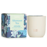 Elemis Afternoon Tea Scented Candle, 220g; hand-poured blend of Black Tea, Raspberry Leaf, and Bergamot for a soothing ambiance.