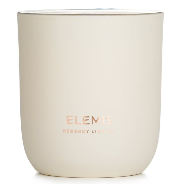 Luxurious Elemis Scented Candle in Regency Library with musky cedarwood and whiskey scent, hand-poured in England.