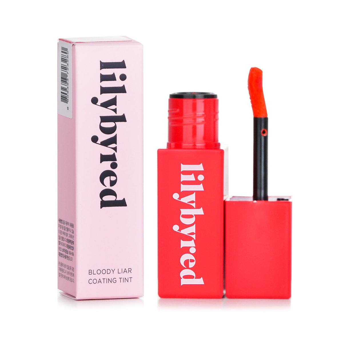 Lilybyred Bloody Liar Coating Tint in Secretive Grapefruit, a moisturizing lip tint with vibrant color and glass-like shine.