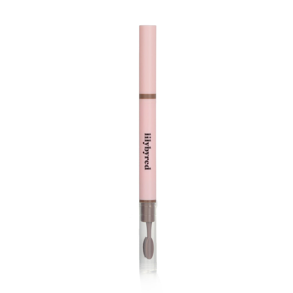 Lilybyred Hard Flat Brow Pencil in #05 Ash Brown with dual-ended design, precise tip, and built-in brush for defined brows.