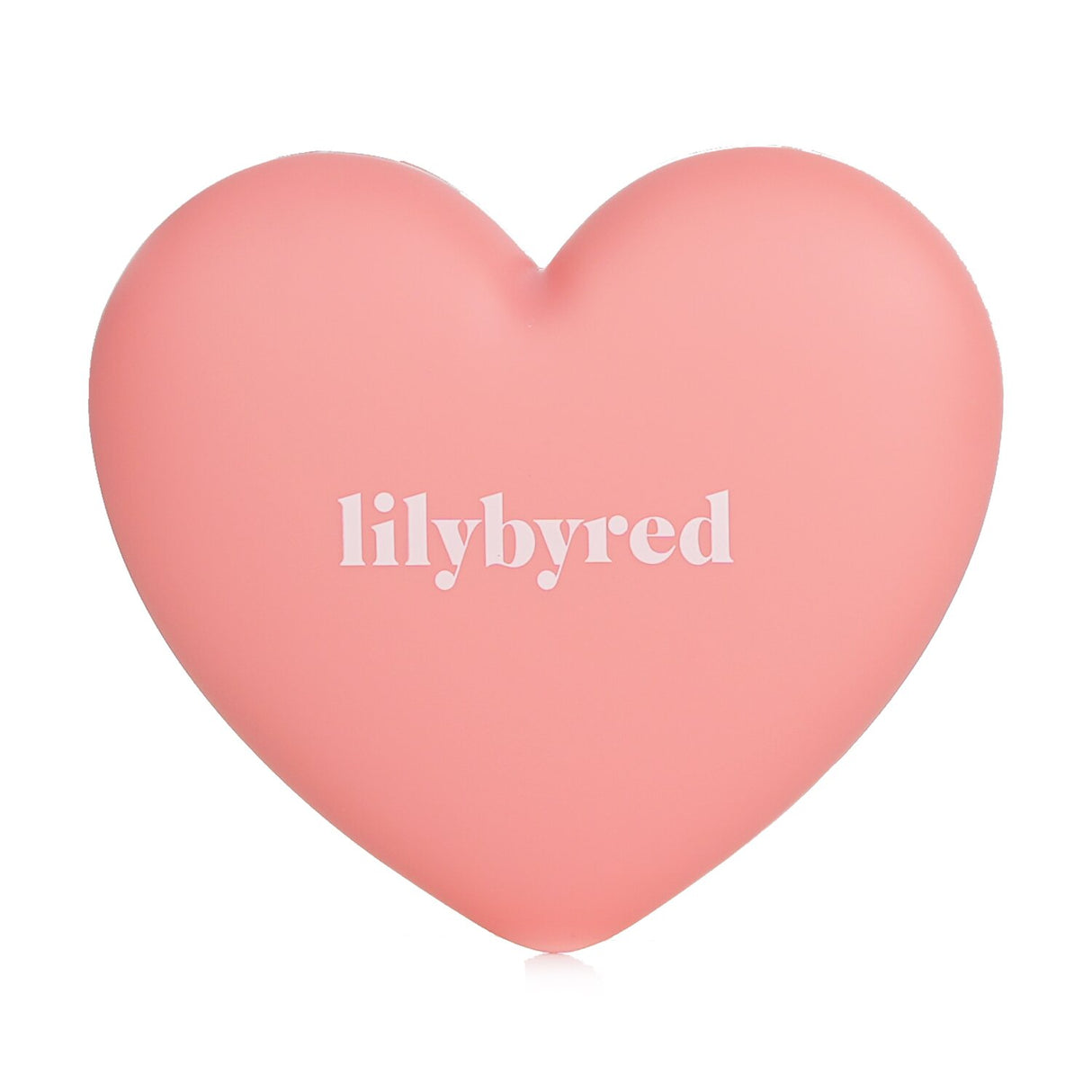 Heart-shaped case of Lilybyred Luv Beam Cheek in #01 Loveable Coral, a moisturizing blush for a radiant complexion.