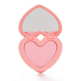 Lilybyred Luv Beam Cheek blush in Loveable Coral, heart-shaped case, smooth application, moisturizing, pearl luster finish.