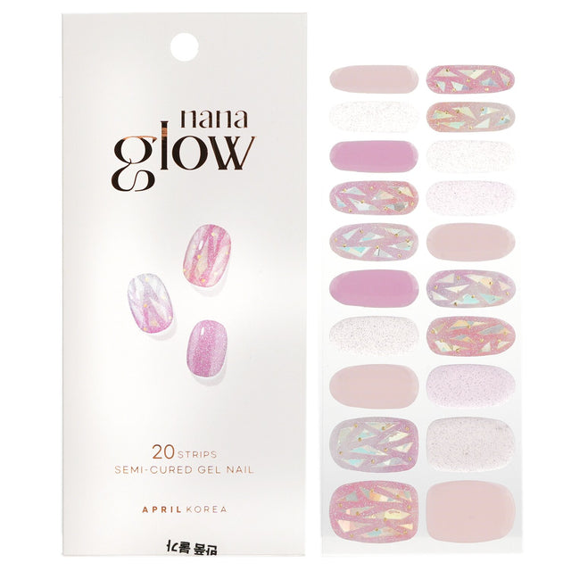 Brightly colored April Korea Nanaglow Nail Stickers #GN04, 20 easy-to-apply designs for an instant salon-quality manicure.