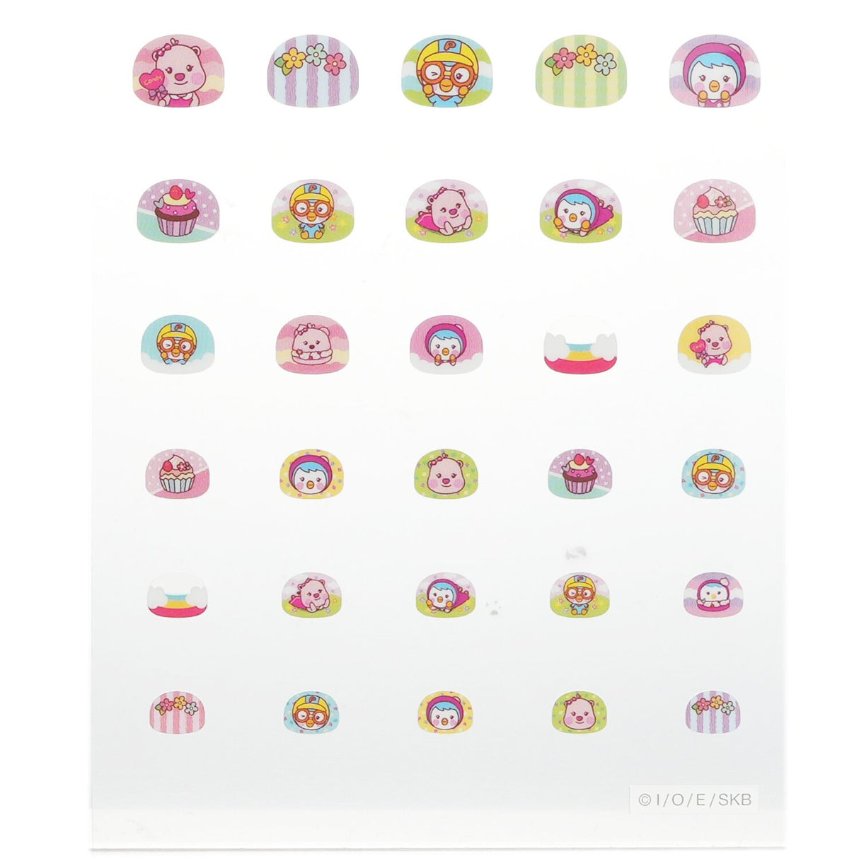 Pororo Nail Sticker pack featuring playful designs of Pororo and friends for kids' nail art fun and creativity.