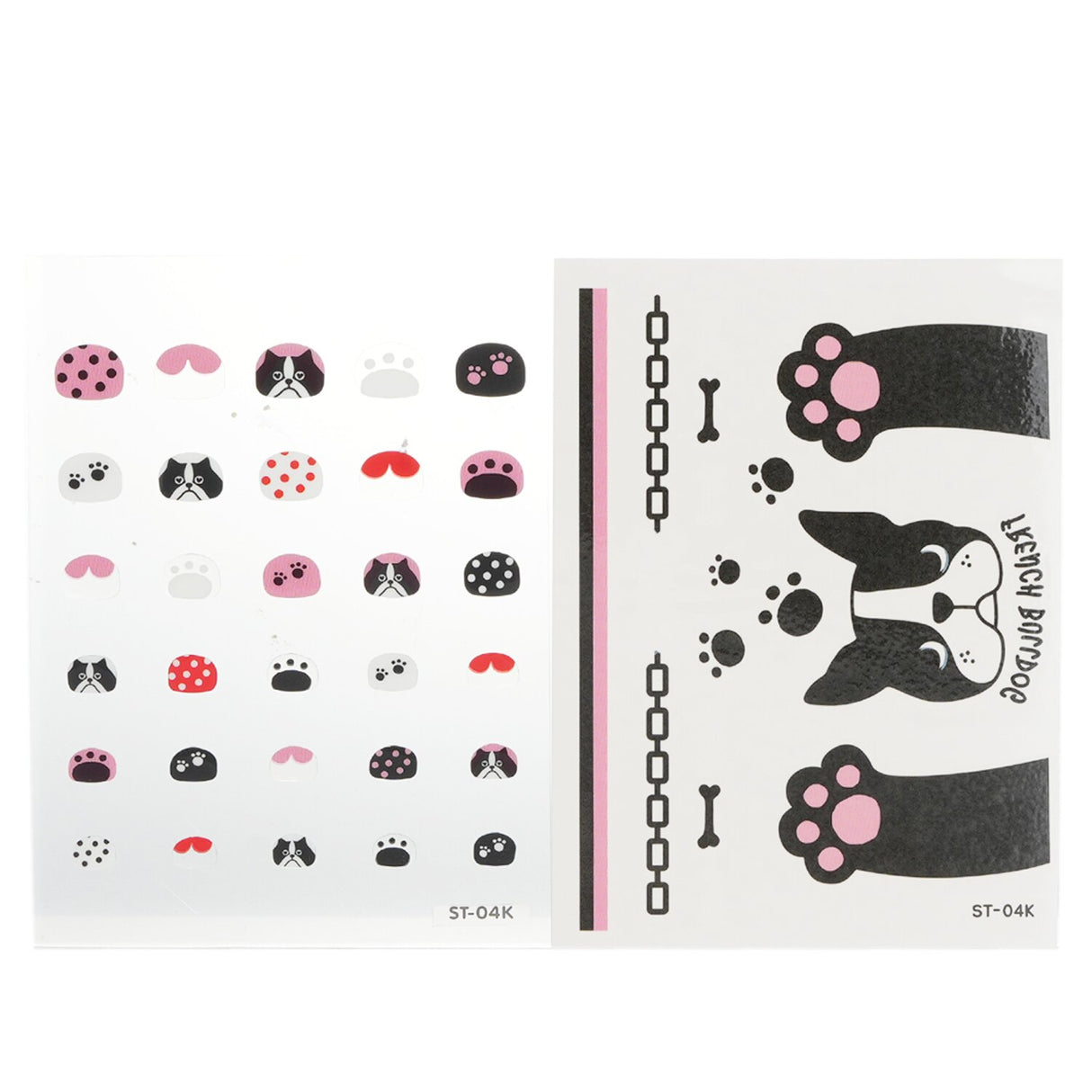 Adorable April Korea nail and hand stickers for kids featuring whimsical prints like French bulldogs and princesses.