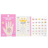 Cute nail and hand tattoo stickers for kids featuring playful designs like French bulldogs, cats, princesses, and castles.