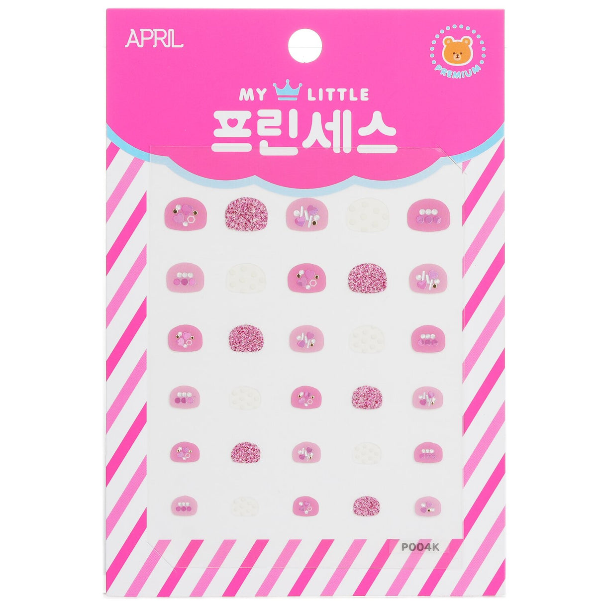 Colorful April Korea Princess Kids Nail Stickers in enchanting designs, perfect for creative play and safe for children's nails.