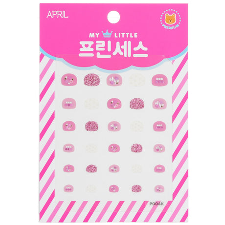 Colorful April Korea Princess Kids Nail Stickers in enchanting designs, perfect for creative play and safe for children's nails.