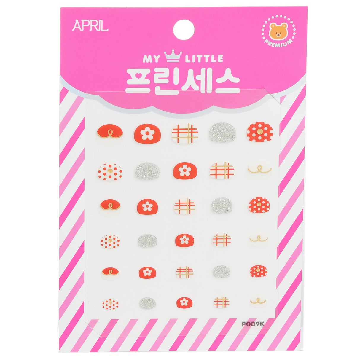 Cute April Korea Princess Kids Nail Stickers in whimsical designs, perfect for creative nail art and safe for children's use.