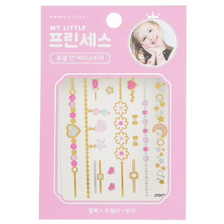 Glamorous body sticker featuring shiny jewelry patterns, perfect for kids' dress-up and creative playtime activities.