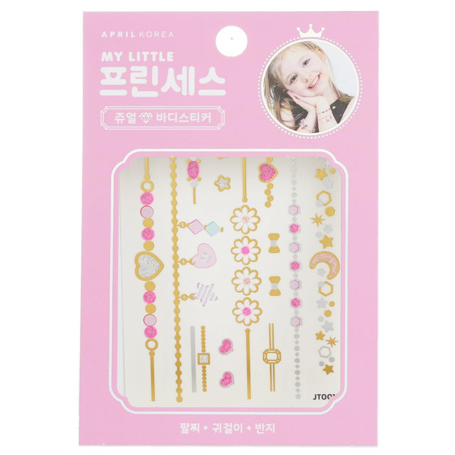 Glamorous body sticker featuring shiny jewelry patterns, perfect for kids' dress-up and creative playtime activities.