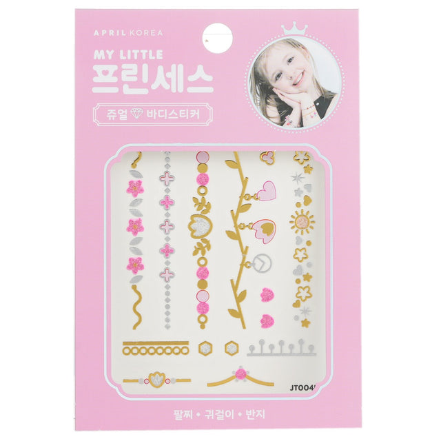 Colorful April Korea Princess Jewel Body Sticker featuring shiny jewelry designs for kids' creative play and dress-up fun.