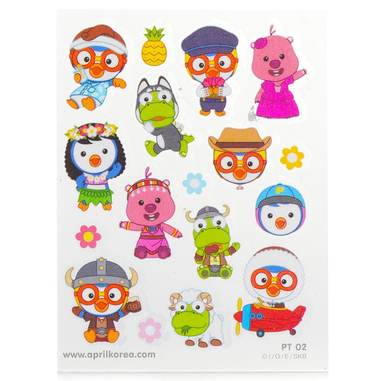 Colorful Pororo body sticker featuring Pororo, Poby, Eddy, and Loppy for playful kids' fun and creative expression.