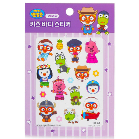 Colorful April Korea Pororo Body Sticker featuring Pororo and friends, ideal for kids' creative play and self-expression.