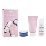 Luxurious Virtue Smooth & Silken Set with shampoo, conditioner, and treatment mask for silky, manageable hair.