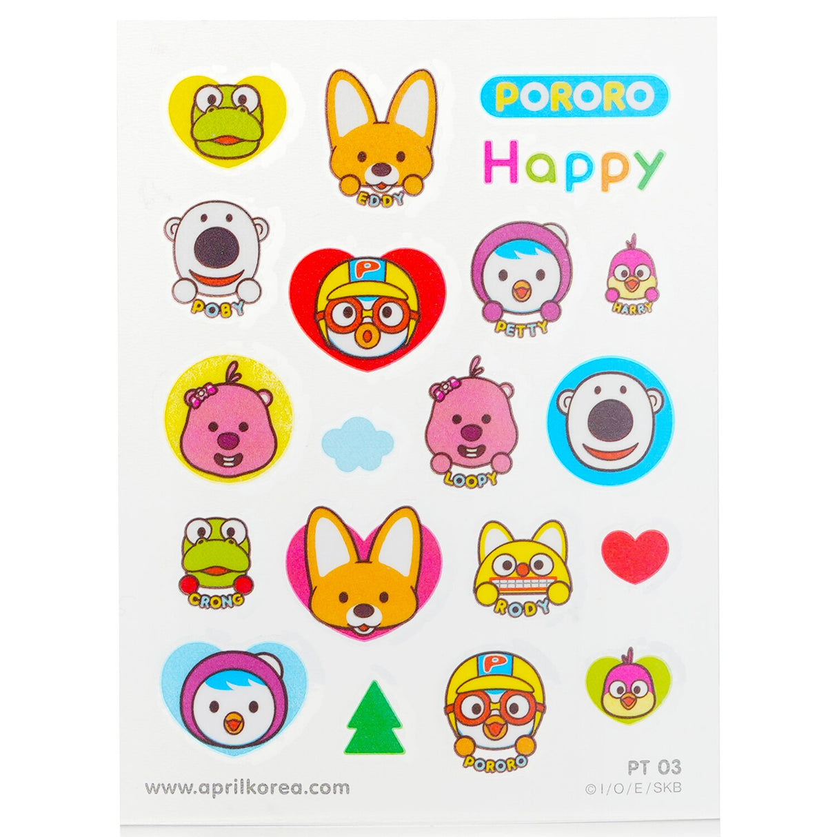 Adorable Pororo body sticker featuring cute characters from the Korean cartoon, perfect for kids' play and creative expression.