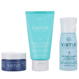 Set of three hair care products, including shampoo, conditioner, and treatment mask for repairing and strengthening damaged hair.