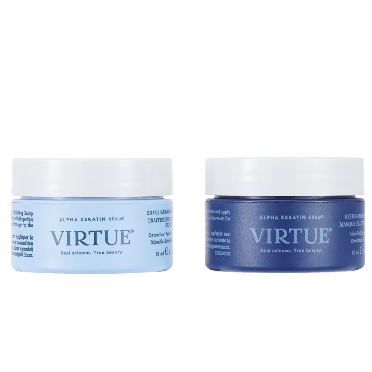 Virtue Hair & Scalp Reset Duo Set includes a nourishing mask and scalp exfoliant for rejuvenating hair health.