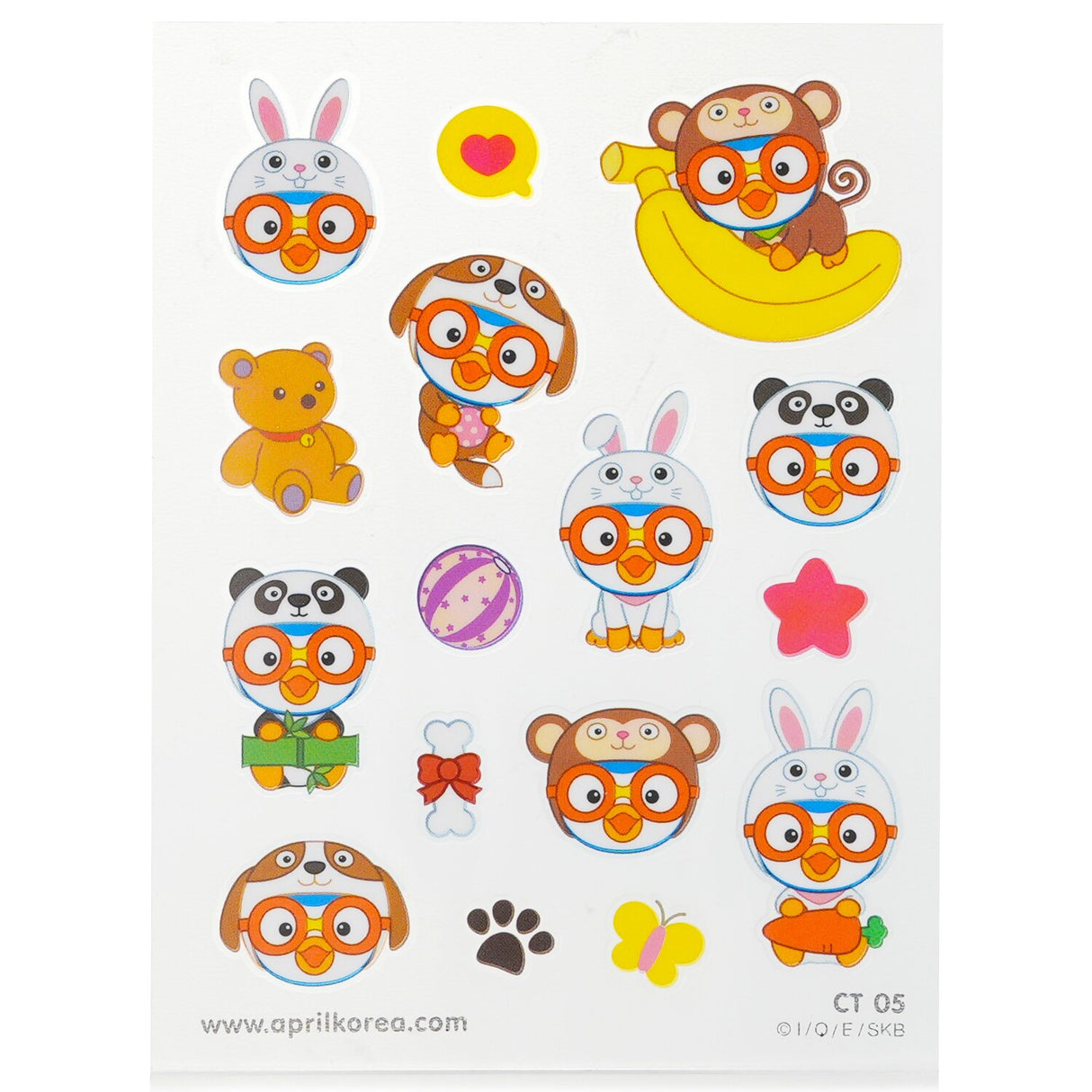 Colorful April Korea Pororo Body Sticker featuring Pororo and friends, easy to apply and perfect for kids aged 3 and up.