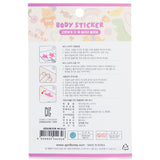 Vibrant April Body Sticker for kids featuring playful fruits, rabbits, dinosaurs, and unicorns, ideal for fun activities.