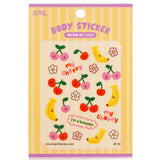 Vibrant April Korea Body Sticker featuring fun patterns like fruits, rabbits, dinosaurs, and unicorns for kids' creative play.