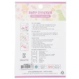 Adorable April Korea body sticker featuring fruity, rabbit, dinosaur, and unicorn designs for creative kids' fun.