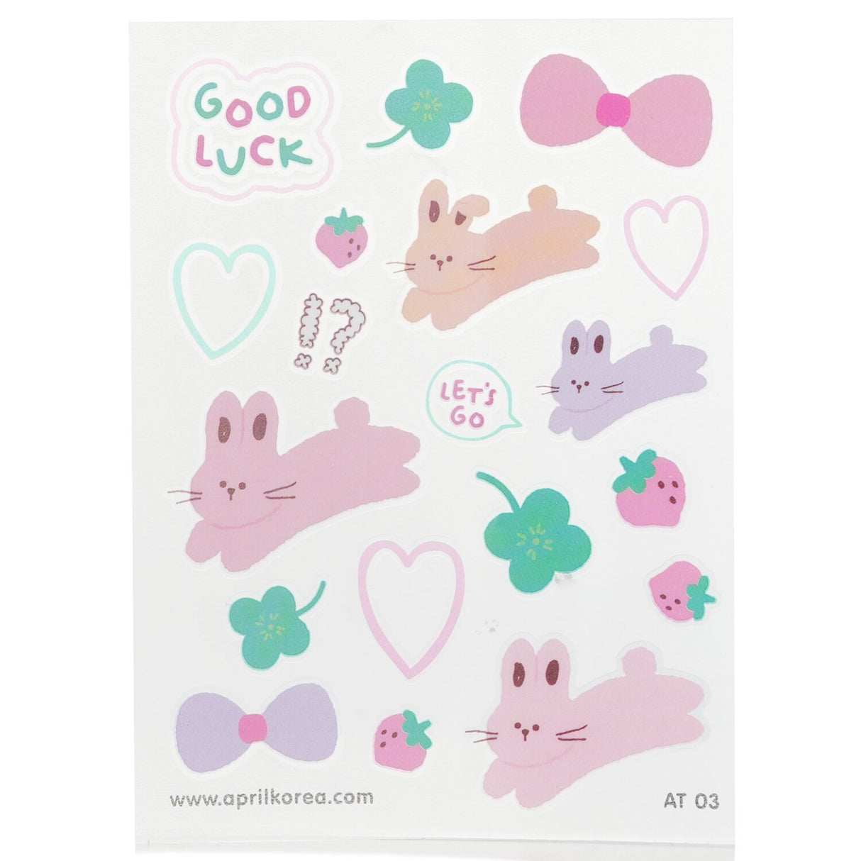 April Korea Body Sticker #AT 03 featuring playful designs like fruit, rabbits, dinosaurs, and unicorns for kids' fun and creativity.