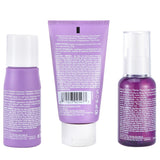 "Virtue Flourish Hair Rejuvenation Set with shampoo, conditioner, and density booster for thicker, healthier hair."