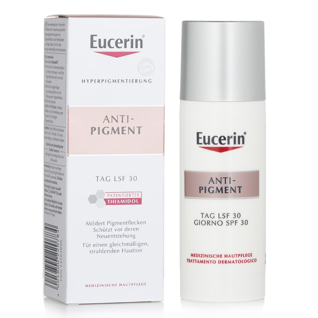 Moisturizing Eucerin Anti Pigment Day Cream SPF 30 in 50ml, designed to reduce hyperpigmentation and protect skin from UV rays.