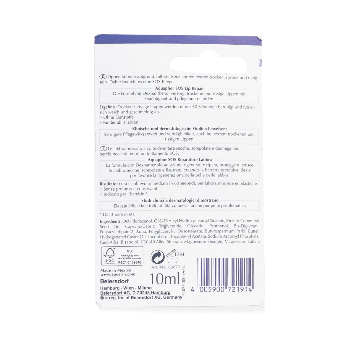 Eucerin - Aquaphor SOS Lip Repair  - 10ml