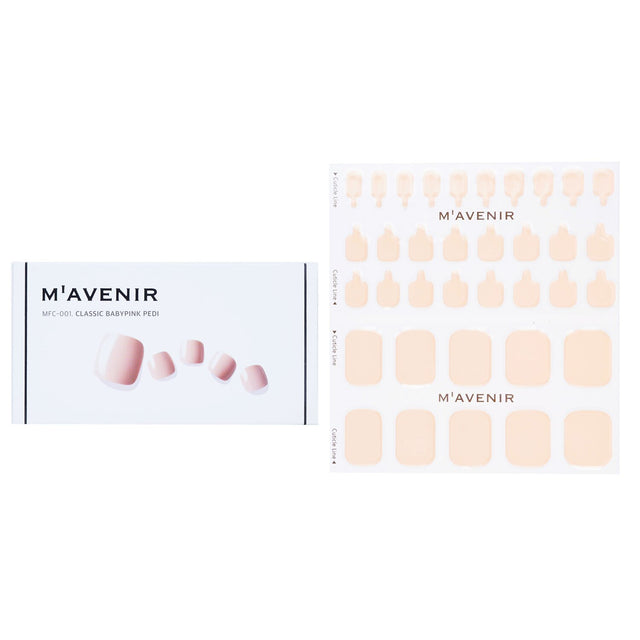 Nail sticker set in classic babypink, featuring 36 stylish designs for elegant manicures and pedicures at home.