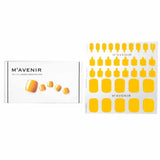 Vibrant yellow nail stickers from Mavenir, #Mango Smoothie Pedi, featuring 36 premium, easy-to-apply designs for fabulous nails.