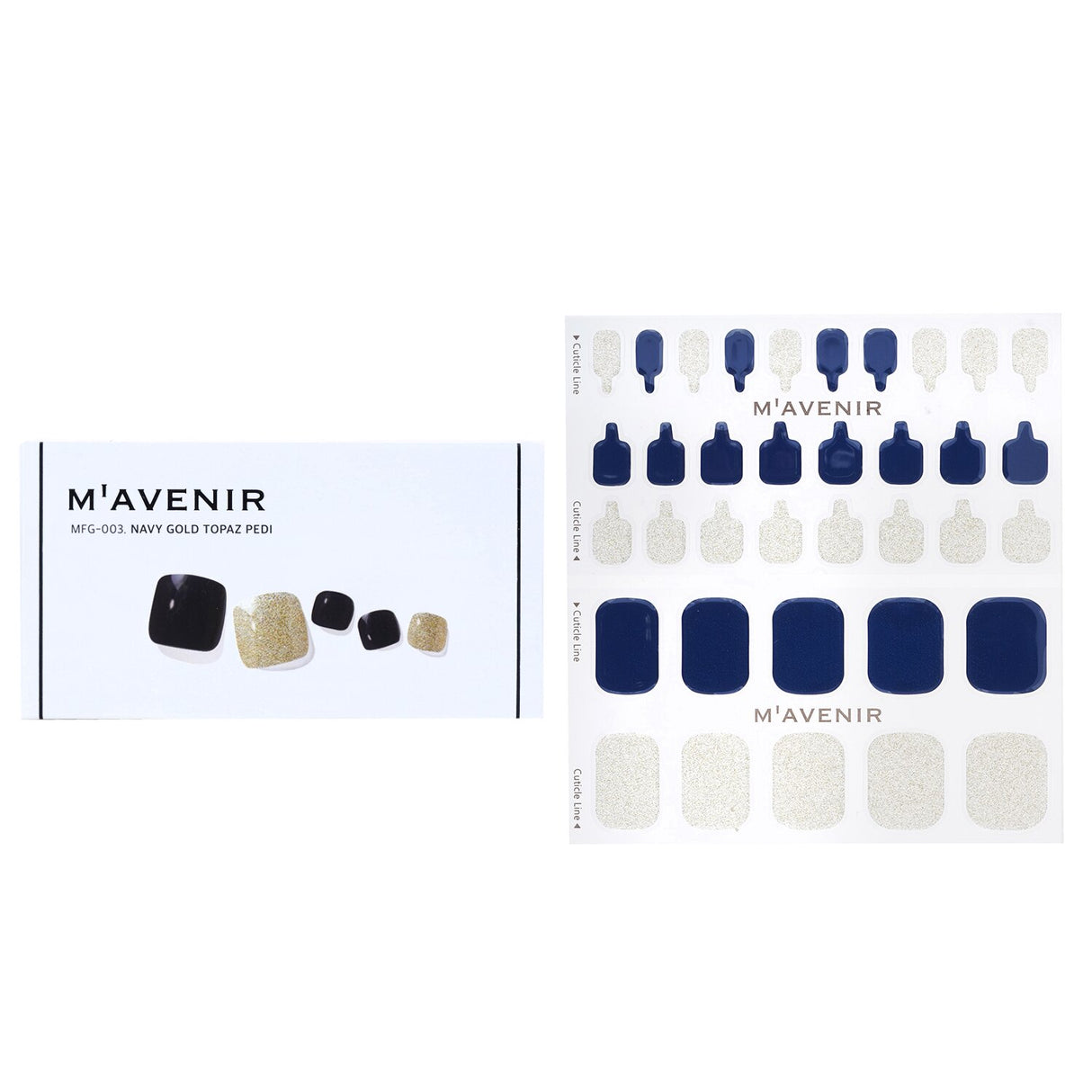 Mavenir - Nail Sticker (Blue) - # Navy Gold Topaz Pedi  - 36pcs