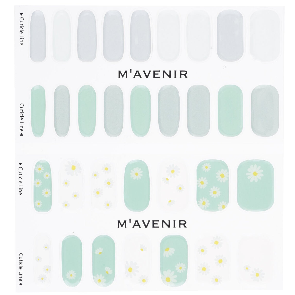 Mavenir Blue Daisy Goblin Nail Stickers - 32 pcs of premium, radiant nail art for effortless, salon-quality designs at home.