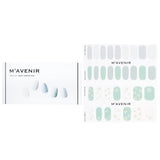 Mavenir blue nail stickers featuring 32 vibrant designs, made with liquid gel for stunning, easy application.