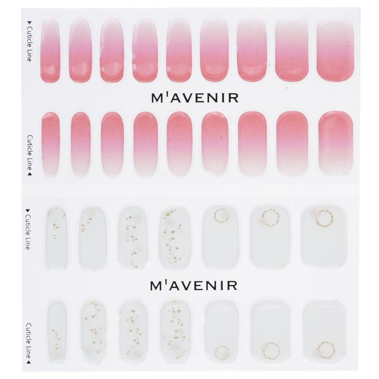 Mavenir Nail Sticker set in pink with 32 salon-quality designs for vibrant, easy nail art at home.