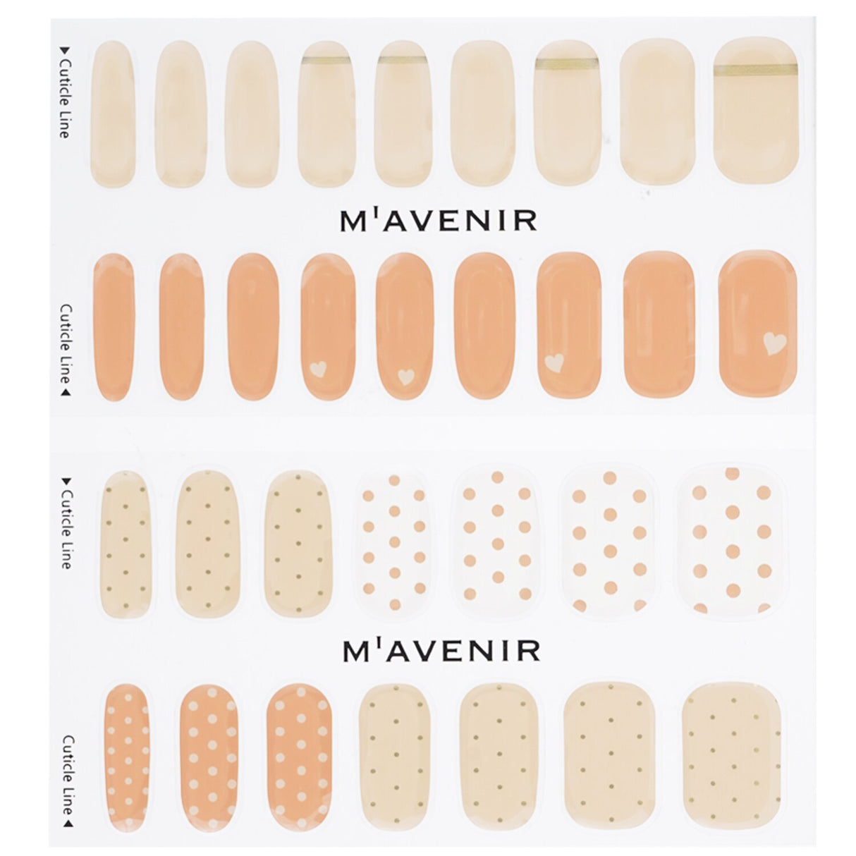 Mavenir orange nail stickers featuring the # Princesa Dot design, 32 salon-quality pieces for easy at-home nail art.