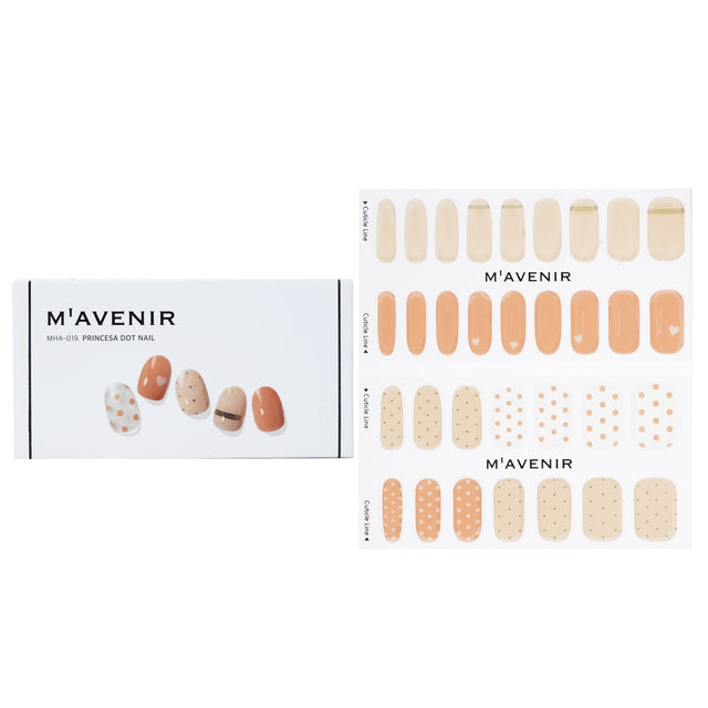 Vibrant orange Mavenir nail stickers featuring # Princesa Dot design, perfect for quick, salon-quality nail art at home.